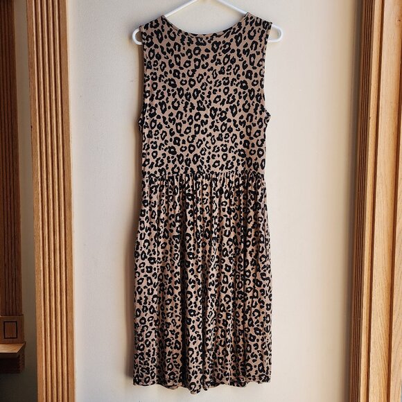 Niloufo Brown Leopard Print Sleeveless Stretchy Midi Sundress Size Large - Picture 11 of 14